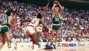 PLATZ 5: Larry Bird (Celtics) mit 10 Triple-Doubles in 164 Playoff-Spielen.