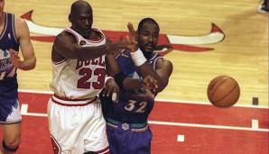 Platz 1: 54 Punkte - Chicago Bulls vs. Utah Jazz - 96:54 in Spiel 3 der NBA Finals 1998.