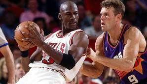 Platz 2: MICHAEL JORDAN (1984-1993, 1995-1998, 2001-2003) - 33,6 Punkte pro Spiel in 35 Finals-Spielen - Team: Bulls