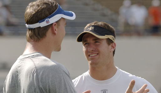 Peyton Manning (l., Indianapolis Colts) und Drew Brees (New Orleans Saints) starten beim Pro Bowl