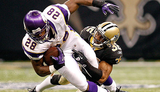Die Minnesota Vikings mit Adrian Peterson (l.) eröffnen die NFL-Saison bei den New Orleans Saints