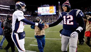 Die Teams von Peyton Manning (l.) und Tom Brady treffen zum 17. Mal aufeinander