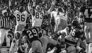 1979: PITTSBURGH STEELERS – Los Angeles Rams 31:19: Gegen die Dominanz der 70er-Jahre-Steelers um QB Terry Bradshaw war für die Rams beim ersten Trip zum Super Bowl nichts zu machen. L.A. spielte in weißen Jerseys.