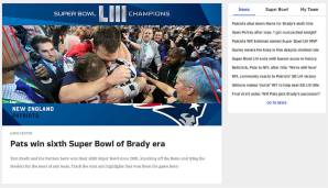 NFL.com - Auch die offizielle Seite betitelt die üerragende Brady-Ära bei den Patriots und erwähnen, dass sie nun die Steelers für die meisten Super-Bowl-Titel aller Teams eingeholt haben.