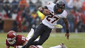 13. Justice Hill, Oklahoma State: 10 Spiele, 930 Yards (5,9 Yards pro Run), 9 Touchdowns.