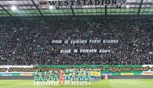 Vor dem Anpfiff gedenkten die Rapid-Fans der verstorbenen Klub-Legende Fredi Körner sowie dem Todesfall von Ultras-Gründungsmitglied Rudy Koblowsky.