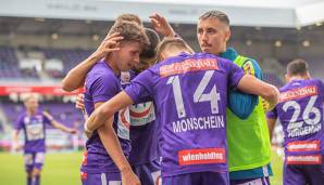 Christoph Monschein bejubelt sein Tor mit Austria-Teamkollegen