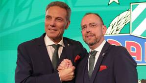 Ex-Rapid-Präsident Michael Krammer mit seinem Nachfolger Martin Bruckner