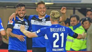 Konstantin Kerschbaumer jubelt über seinen ersten Treffer für Bielefeld
