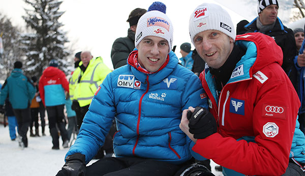 Ex-Skispringen Lukas Müller mit ÖSV-Coach Heinz Kuttin