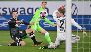 Wout Weghorst trifft für den VfL Wolfsburg.