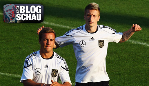 Mario Götze (l.) und Marco Reus beim Training mit der deutschen Nationalmannschaft