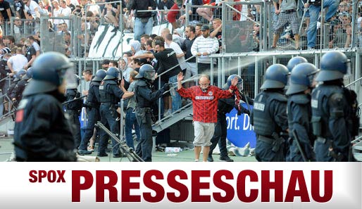 Die Polizei musste am Samstag gegen randalierende Eintracht-Fans vorgehen