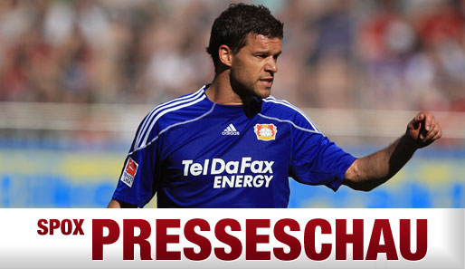 Die Brust von Michael Ballacks Trikot bei Bayer Leverkusen könnte bald sponsorenfrei sein