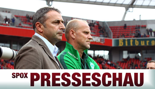 Die Werder-Bremen-Bosse Klaus Allofs (l.) und Thomas Schaaf (r.) verkaufen seit Jahren mit Bedacht