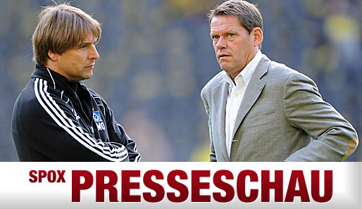 Der HSV steckt tief in der Krise: Michael Oenning (l.) und Frank Arnesen weht der Wind um die Ohren