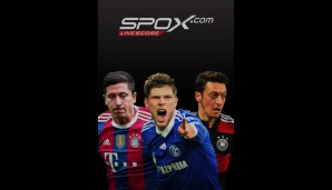 Nette Begrüßung: Der Startbildschirm der Livescore App mit Lewandowski, Huntelaar und Özil