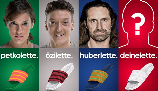 Andrea Petkovic, Mesut Özil und Alexander Huber und ihre selber designten adiletten