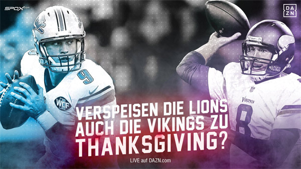 Die NFL und Thanksgiving: Detroit Lions vs. Minnesota Vikings live auf DAZN