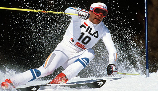 Frank Wörndl gewann in seinem Leben zwar kein einziges Weltcup-Rennen. Hier - 1987 in Crans-Montana - ist er gerade im Begriff, ...