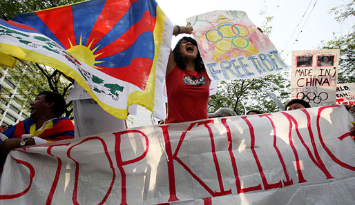 Proteste gegen Chinas Tibet-Politik gab es auch hier, zu Auseinandersetzungen kam es aber nicht