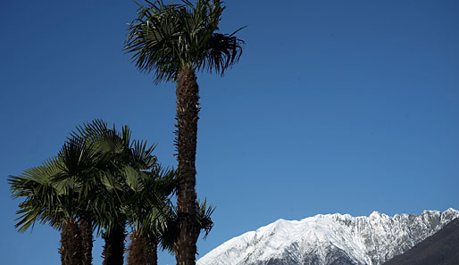 ...aber dafür wird den Nationalspielern beim Weg in ihr Quartier ein pittoresker Blick auf Palmen vor schneebedeckten Bergen geboten