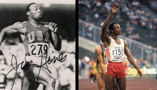 Jim Hines (l./USA) lief 1968 als erster Sprinter unter 10 Sekunden. Sein Rekord von 9,95 s wurde erst 1983 von Calvin Smith (USA/9,93 s) unterboten