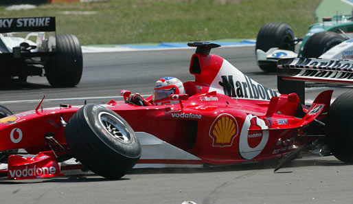 Neben Ralf Schumacher und Kimi Räikkönen erwischte es auch Rubens Barrichello im Ferrari