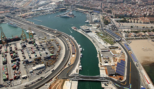 Ein Blick auf die Strecke rund um den Hafen von Valencia