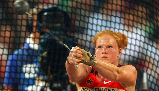 Betty Heidler landete im Hammerwurf-Wettkampf nur auf Rang neun. Gold ging an die Weißrussin Aksana Miankova