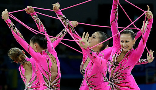Die russischen Turnerinnen beim Gymnastik-Mannschaftswettbewerb