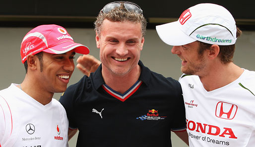 Beim Treffen der britischen Piloten mit Lewis Hamilton und Jenson Button ging es deutlich lockerer zu