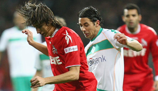 Werder Bremen - 1. FC Köln 1:1 - Claudio Pizarro war bei Kölns Innenverteidiger Geromel weitgehend in guten Händen