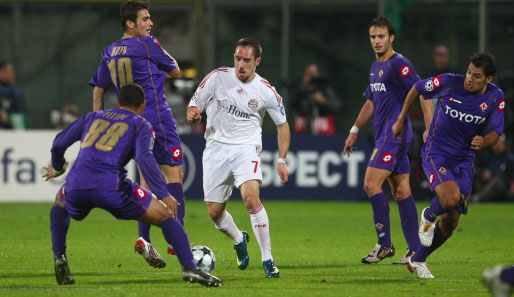 Die Bayern bissen sich an Fiorentinas Defensive die Zähne aus. Ribery hatte zum Teil mit vier Gegenspielern zu kämpfen