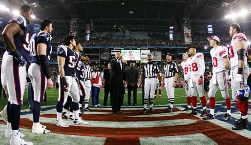 Im Super Bowl XLII standen die New England Patriots und die New York Giants. Den Coin Toss gewannen schon mal die Giants