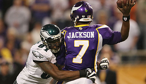 Vikings-Quarterback Tavaris Jackson hatte gegen die Eagles-Defense einen schweren Stand und konnte keine Akzente setzen