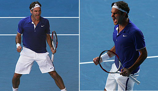So emotional sieht man Federer selten: Nach seinem Fünf-Satz-Sieg gegen Berdych lässt er alles raus