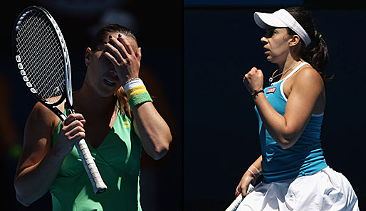 Die Weltranglistenerste Jelena Jankovic muss nach ihrer Niederlage gegen Marion Bartoli (r.) um ihre Spitzenposition bangen