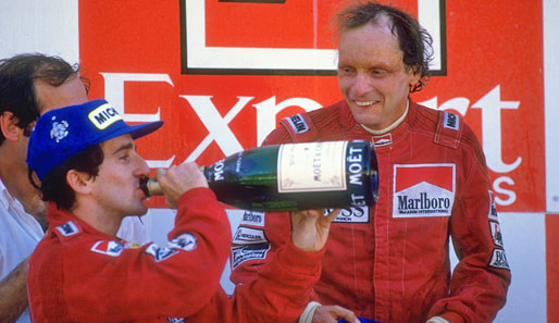 1984: Prost (l.) hätte also seine Titel 1986 und 1989 verloren. Dafür hätte er 1984 Niki Lauda geschlagen (7:5 Siege)