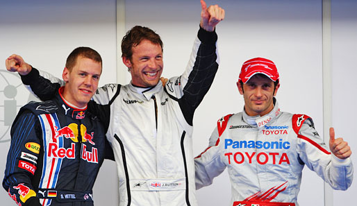 Auch Jarno Trulli (r.) schaffte es nicht, er war aber sehr dicht an Pole-Sitter Jenson Button dran