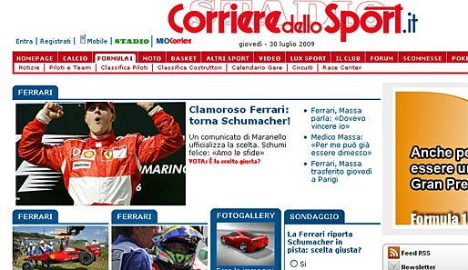 Corriere dello Sport (Italien): Schumacher kehrt zurück! Ferrari hat ihn gerufen und er gehorcht. Ein Knüller!