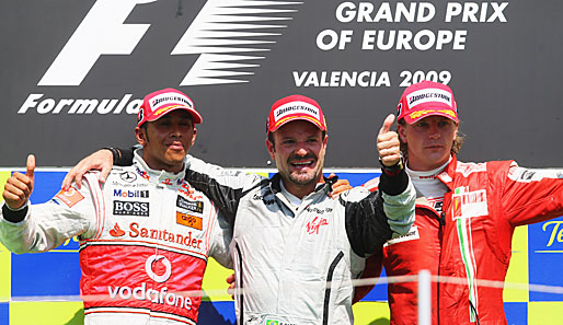 Rubens Barrichello ist der König von Valencia. Der 37-jährige Brasilianer gewann den Europa-GP vor Lewis Hamilton und Kimi Räikkönen