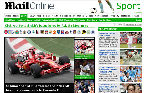 Daily Mail (England): Schumacher KO!, sagt die Online-Ausgabe der "Mail". So kann man es natürlich auch ausdrücken