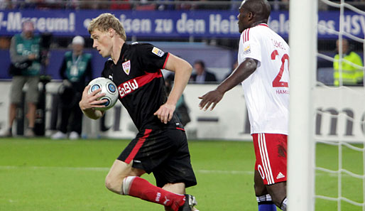 Pawl Pogrebnijak erzielte das zwischenzeitliche 1:2 für den VfB - und hatte es anschließend recht eilig
