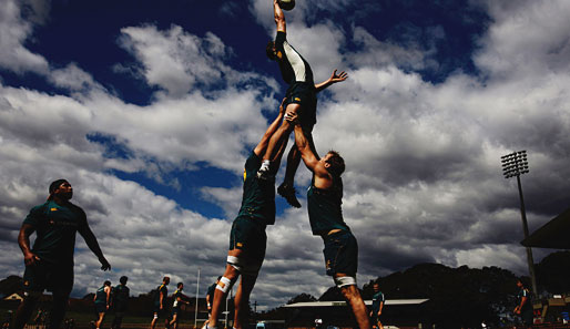 Ästhetik pur beim Rugby: Die Australian Wallabies trainieren einen Line-Out