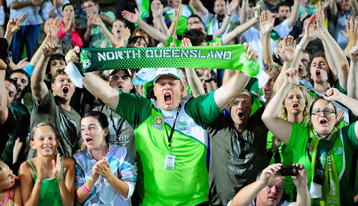 Grün gewinnt: Die Fans des North Queensland Fury FC konnten sich freuen - ihr Team gewann mit 2:1 gegen Perth