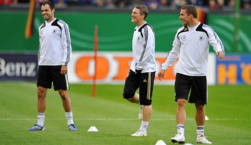 Wie immer gut drauf waren Bastian Schweinsteiger und Lukas Podolski