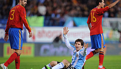 Spanien - Argentinien: Hallo, ich habe auch gespielt! Barca-Star Lionel Messi war gegen Spanien im Einsatz