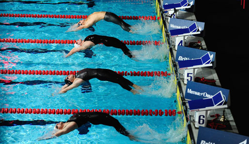 Geschwommen wurde auch. Im Manchester Aquatics Centre traten Teams gegeneinander an: Schwimmer der USA gegen die E-Stars aus Europa