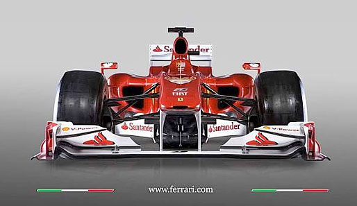 Frontalangriff auf den WM-Titel: Der neue Ferrari von vorne. Klar zu sehen: Die konkave Wölbung der Nase - wie beim Red Bull von 2009